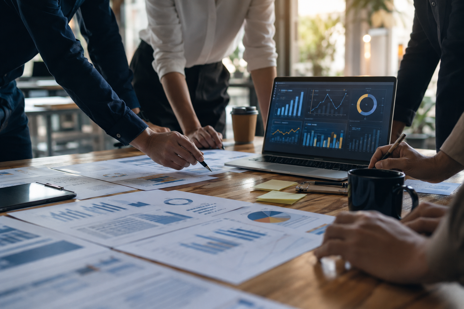 Equipo analizando métricas de mercado