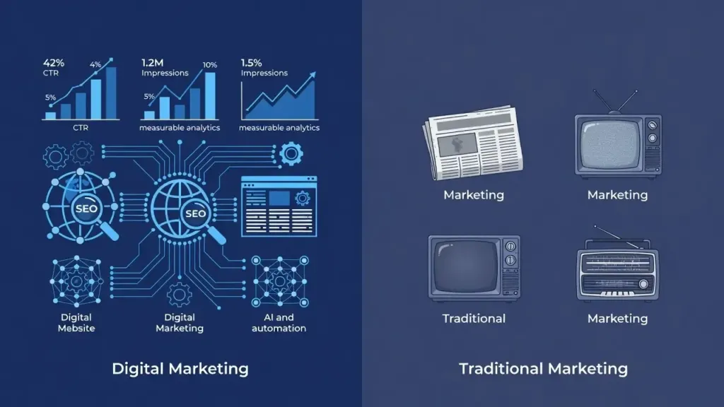 Comparativa entre estrategias de marketing digital y marketing tradicional para empresas