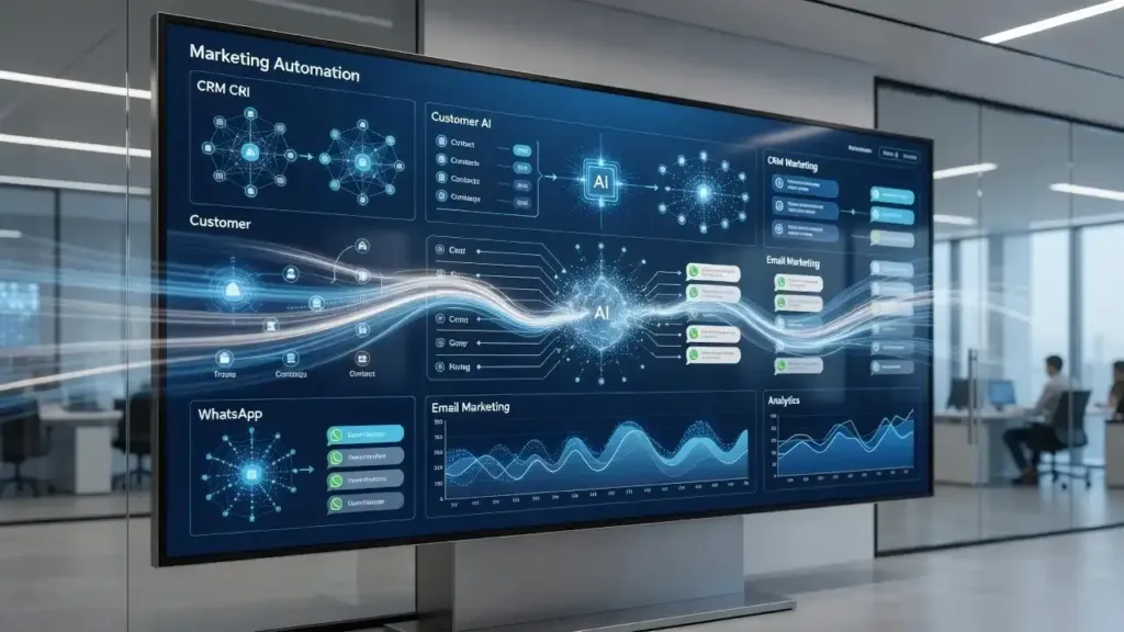 Automatización del marketing digital mediante inteligencia artificial, CRM y software empresarial