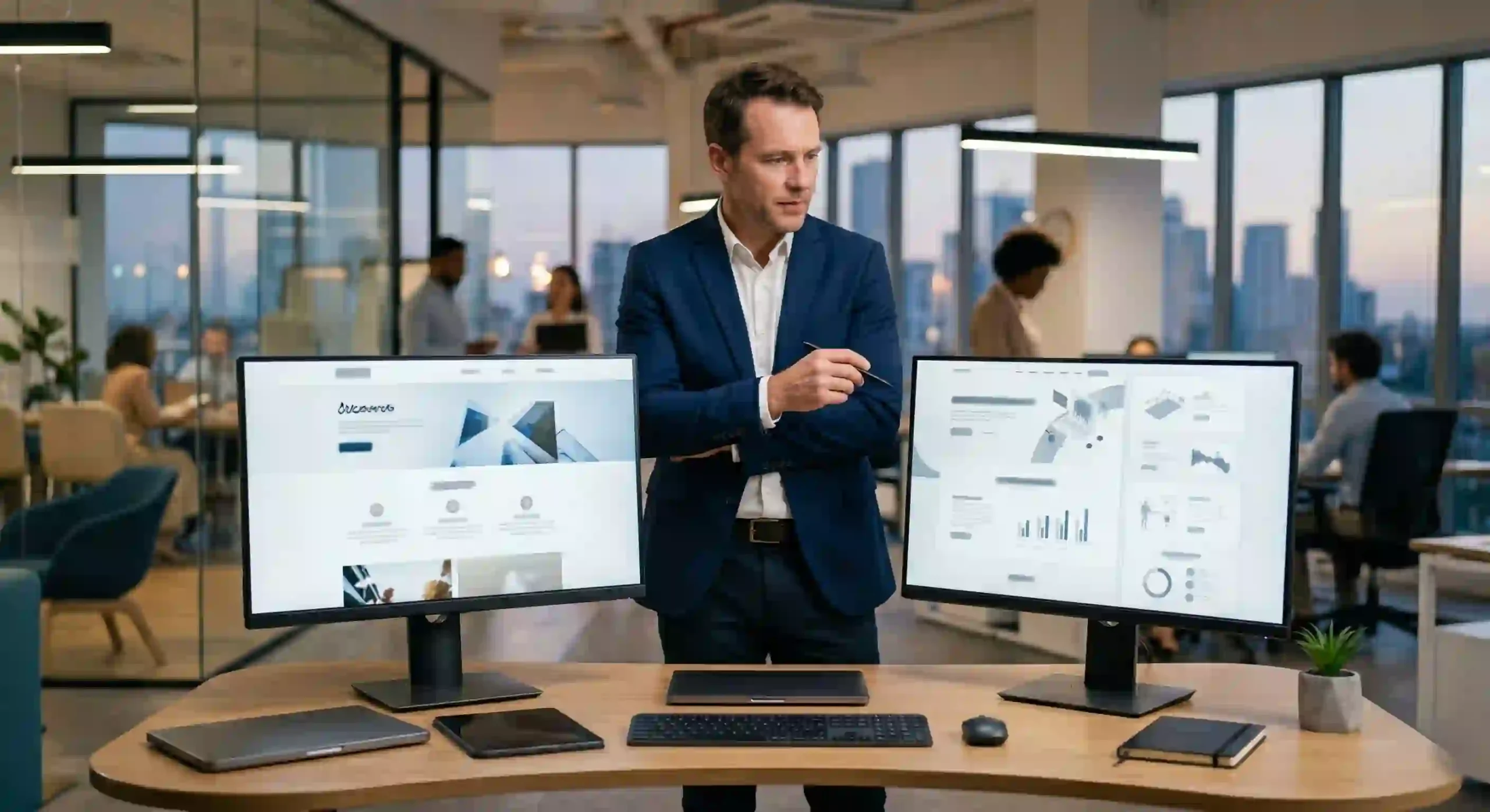 Desarrollo web a medida vs plantillas comparado en pantallas digitales para empresas