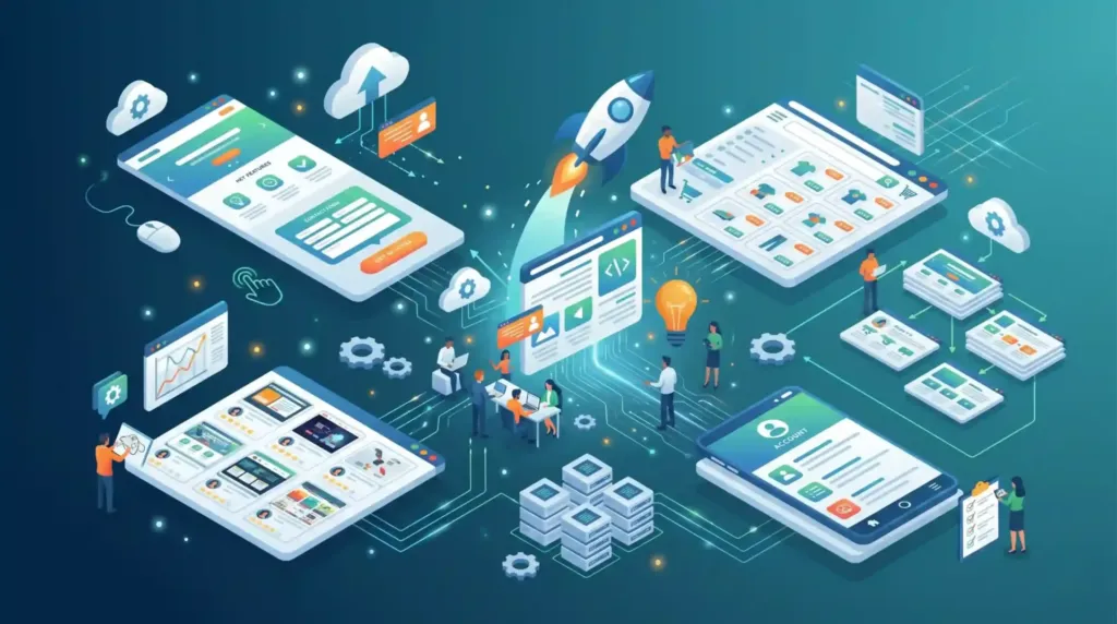 Desarrollo web empresarial con estructura de sitio, formularios, ecommerce y automatización digital