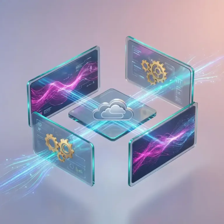 Composición digital e isométrica de diversas herramientas de inteligencia artificial para empresas optimizando flujos de trabajo.