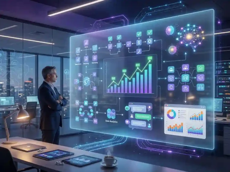 Automatización empresarial con Inteligencia Artificial para optimizar procesos y mejorar la productividad de una empresa.