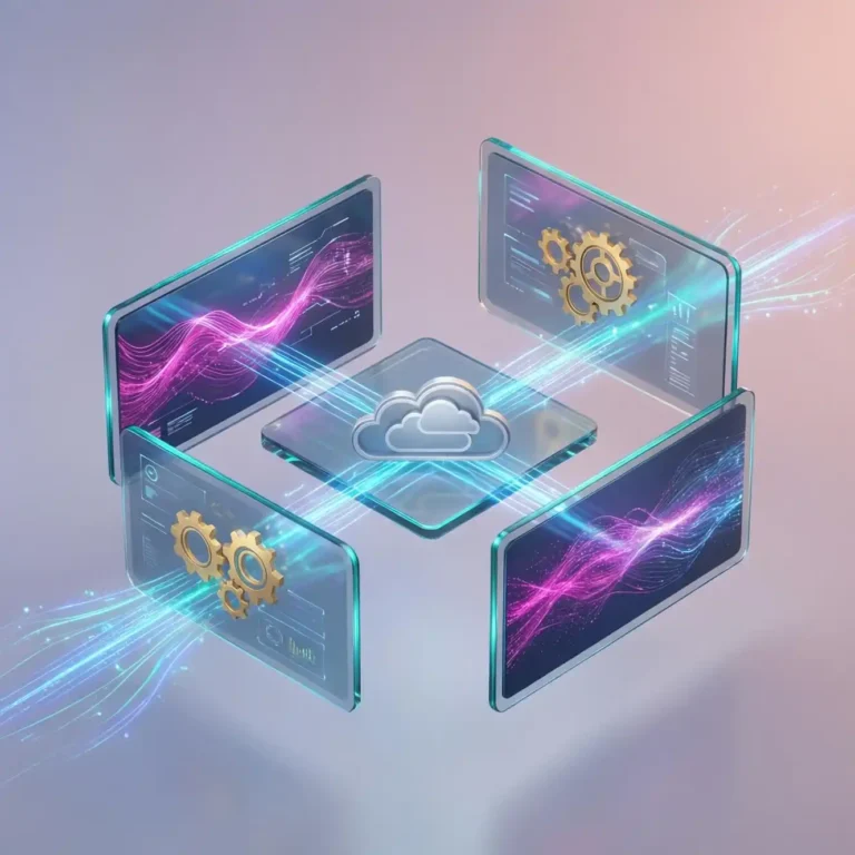 Composición digital e isométrica de diversas herramientas de inteligencia artificial para empresas optimizando flujos de trabajo.