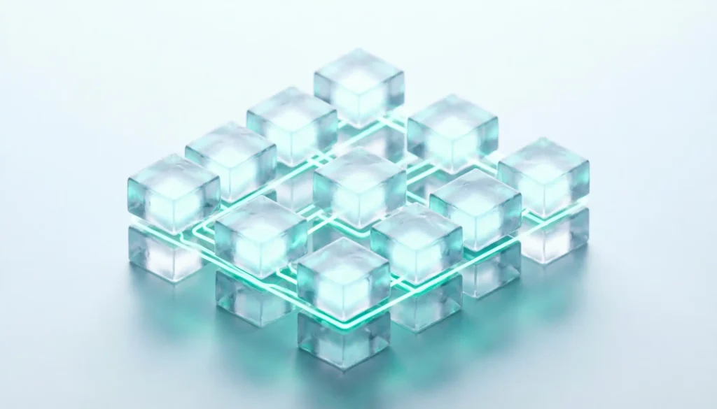 Ilustración isométrica de una arquitectura de software a la medida en la nube con microservicios e inteligencia artificial.