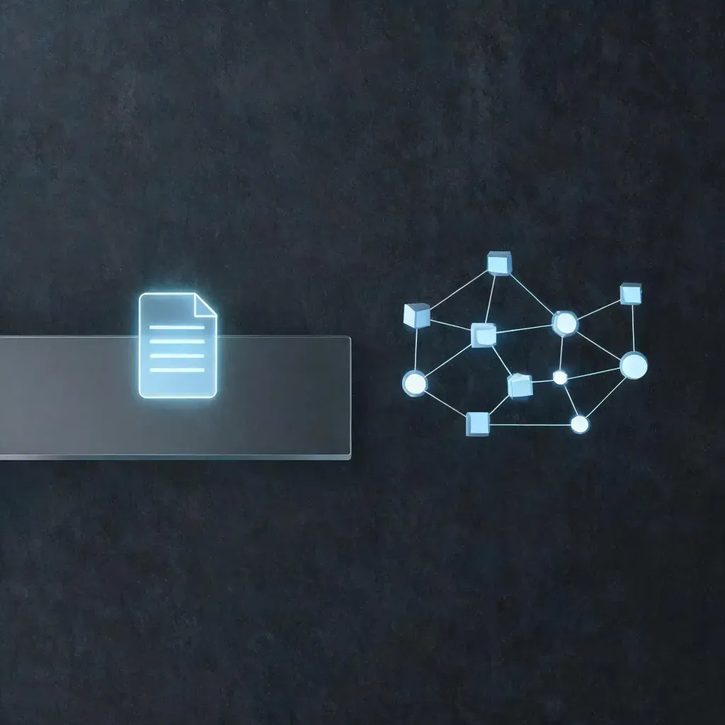 Comparativa conceptual en 3D entre chatbots pasivos tradicionales y redes de agentes de IA autónomos.