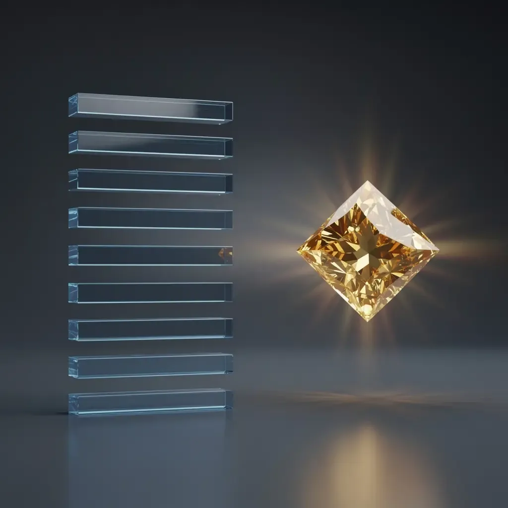 Comparativa conceptual en 3D entre la lista tradicional de diez enlaces y la respuesta sintetizada de una inteligencia artificial.